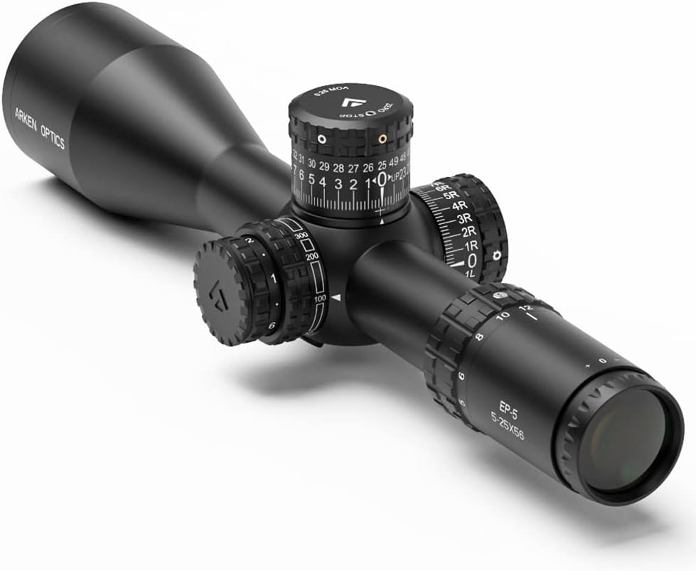 Arken Optics EP5 5-25x56 FFP Rifle Scope | VPR MIL Illuminated Reticle | Zero Stop | 34mm Tube